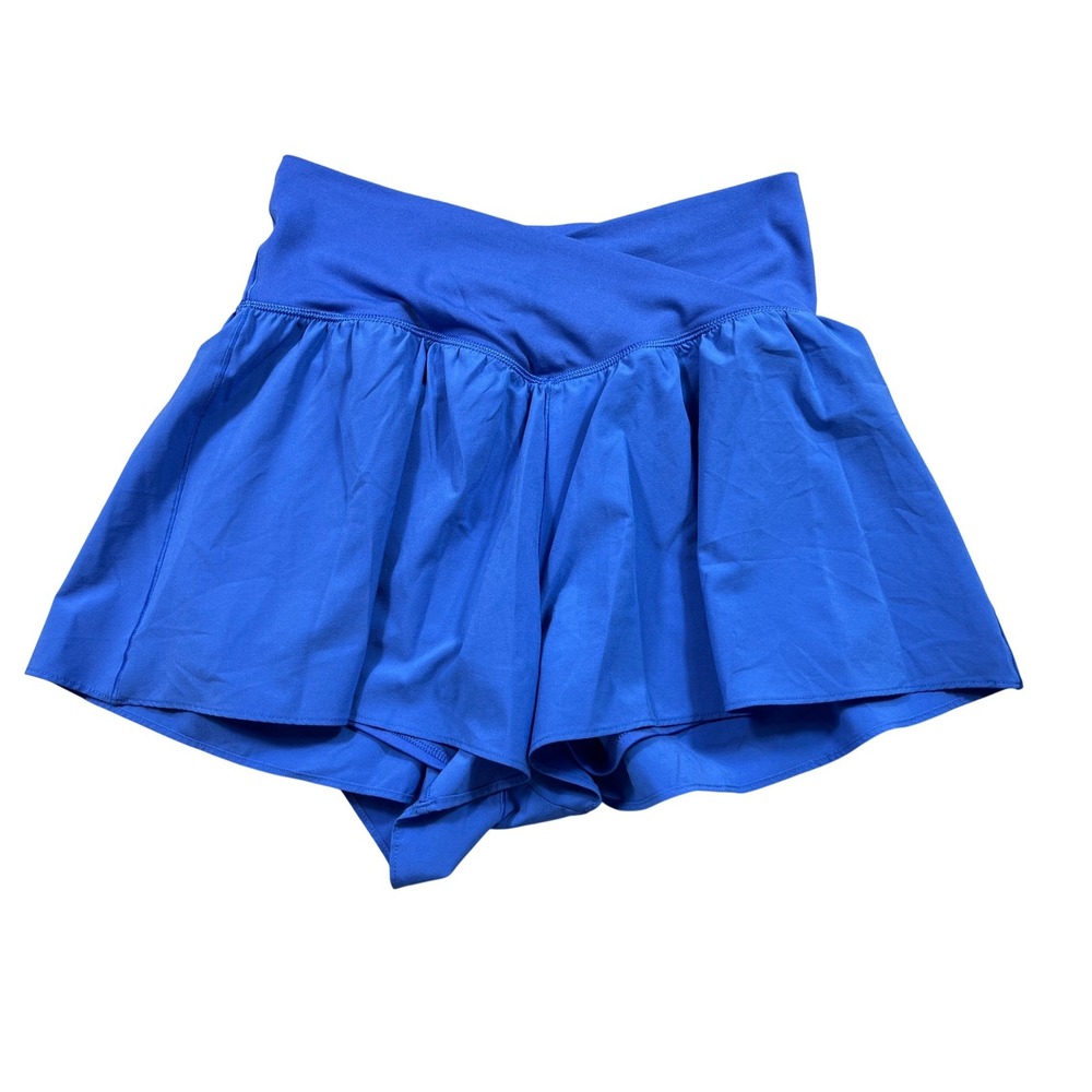 Aerie OFFLINE Women's Medium Blue High Waisted Flowy Athletic Shorts